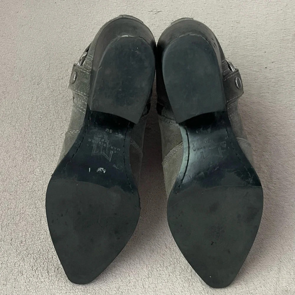Marc Fisher Mlhalie Ankle Boot-Gray-Suede-Womens 8-Harness-Moto-Punk-Grunge-EUC - Picture 6 of 10